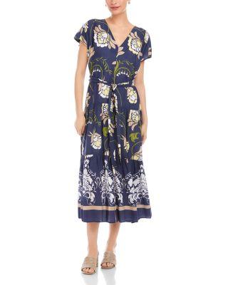 Kristine Tiered Front Slit Midi Dress by FIFTEEN TWENTY