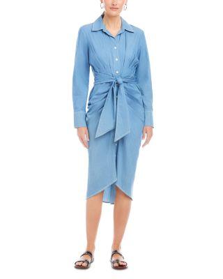 Rayleen Long Sleeve Pleated Shirtdress by FIFTEEN TWENTY