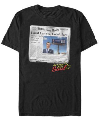 Better Call Saul Men's Local Lawyer, Local Hero Newspaper Portrait Short Sleeve T- shirt by FIFTH SUN Better Call Saul Men's Local Lawyer, Local Hero Newspaper Portrait Short Sleeve T- shirt by FIFTH SUN