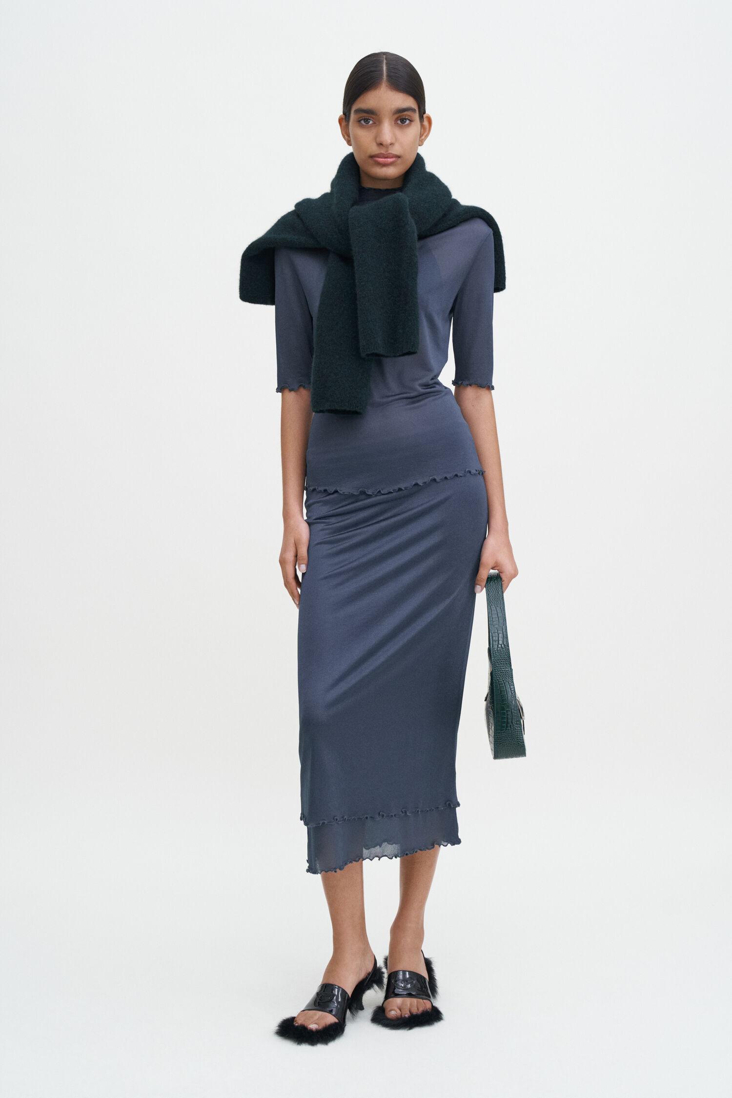 Layered Frill Crepe Skirt by FILIPPA K