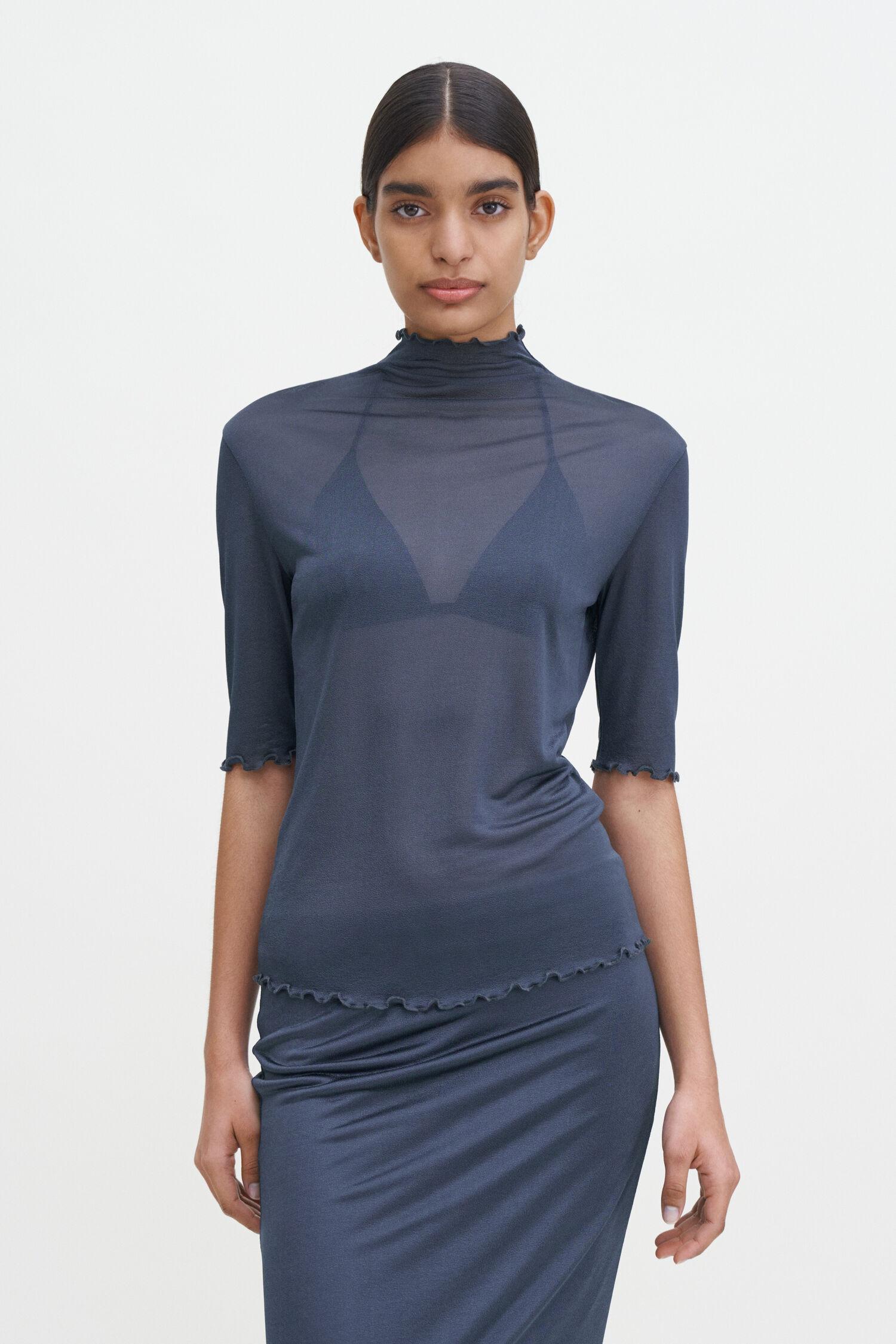 Mock Neck Frill Top by FILIPPA K
