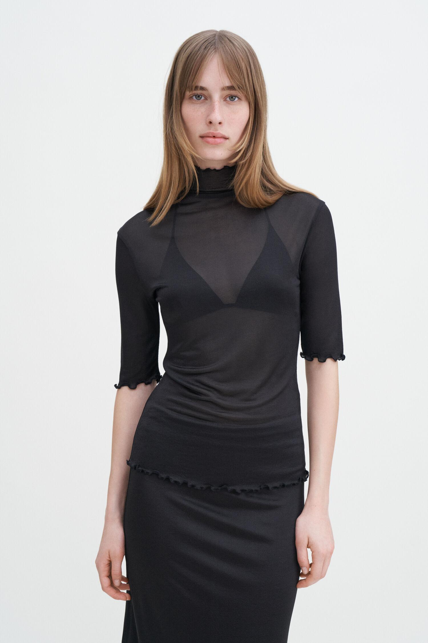 Mock Neck Frill Top by FILIPPA K