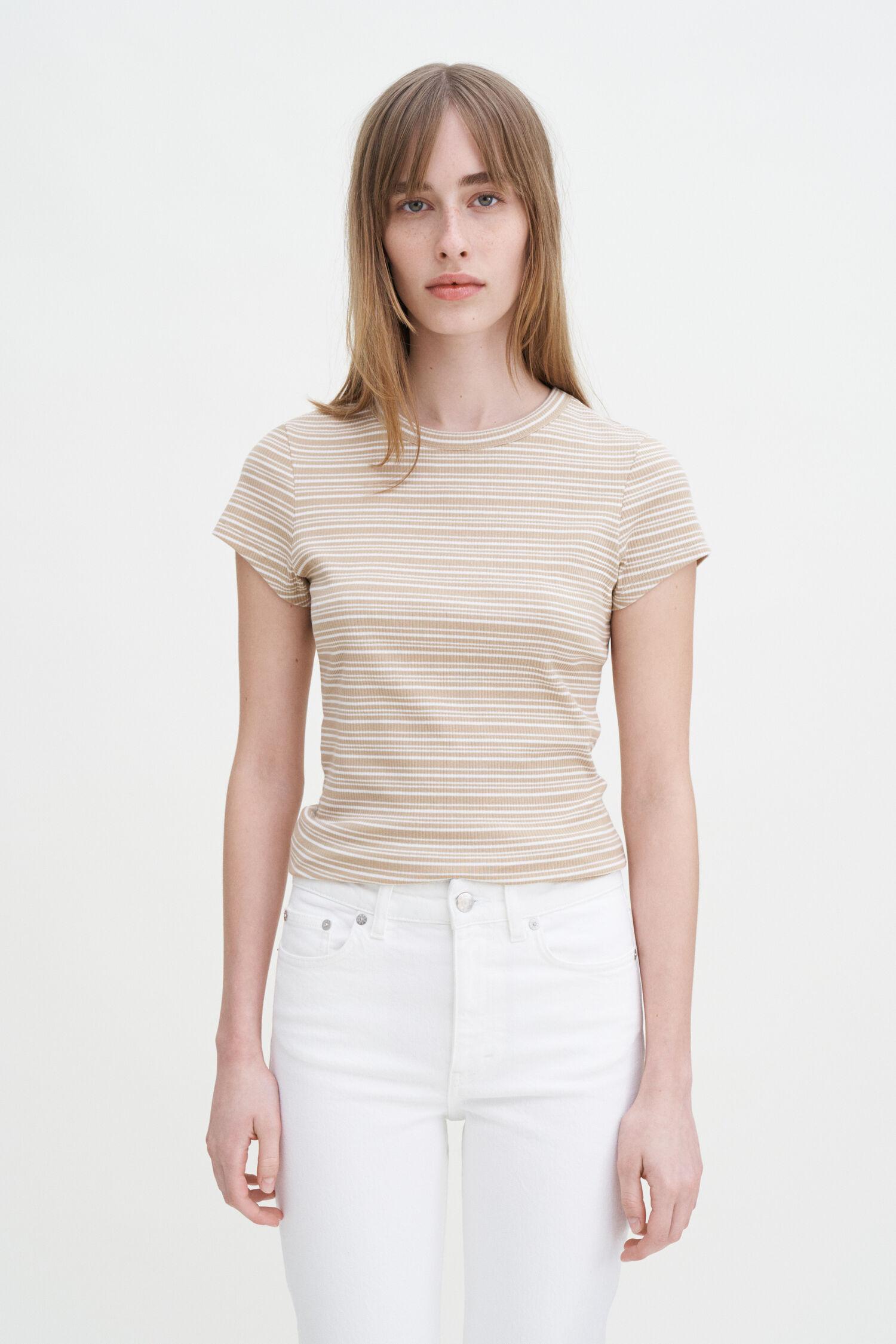 Striped Fine Rib Tee by FILIPPA K