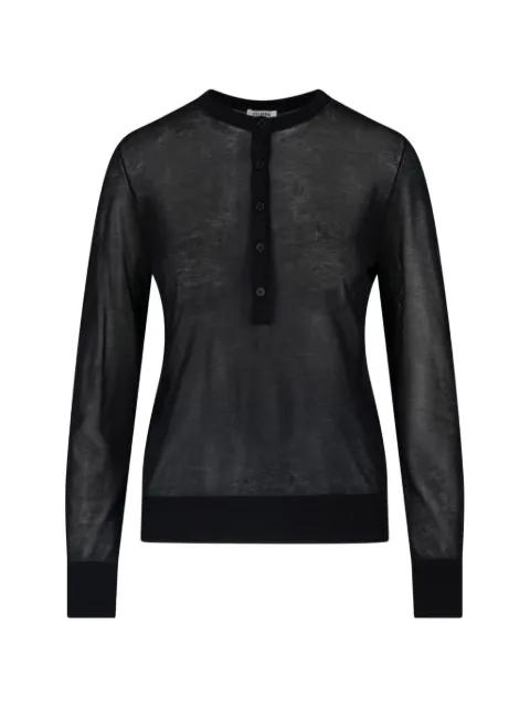 sheer-knit henley-neck long-sleeve cotton T-shirt by FILIPPA K