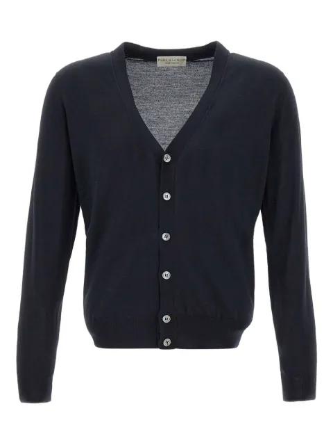 V-neck ribbed-edge cardigan by FILIPPO DE LAURENTIIS