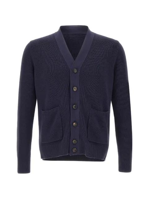 V-neck ribbed-trim cardigan by FILIPPO DE LAURENTIIS