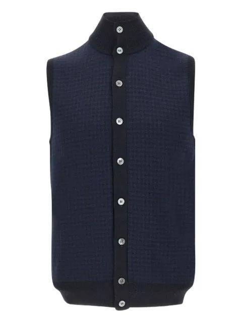 houndstooth button wool vest by FILIPPO DE LAURENTIIS