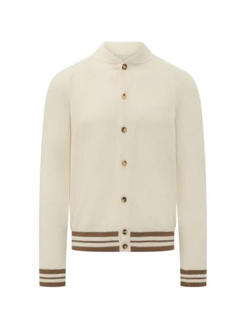 raglan-sleeve striped-trim bomber jacket by FILIPPO DE LAURENTIIS