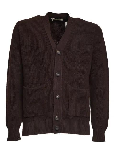 ribbed-knit V-neck cardigan by FILIPPO DE LAURENTIIS