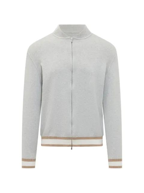 stripe-trim zip-up bomber jacket by FILIPPO DE LAURENTIIS