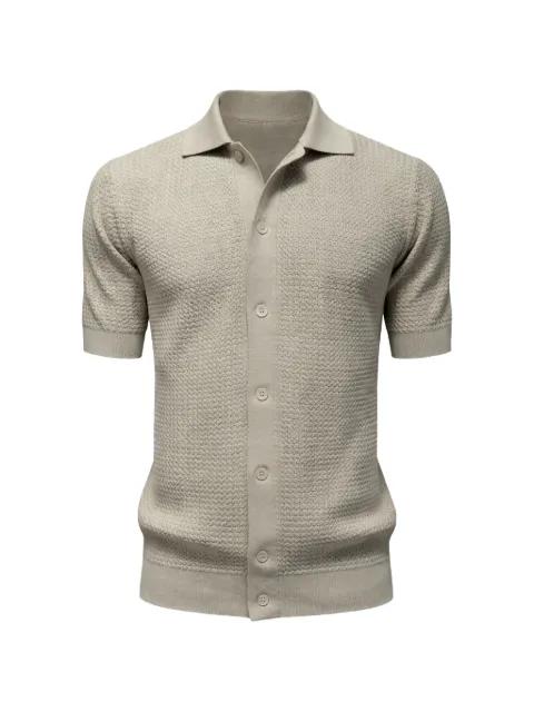textured short-sleeve cotton shirt by FILIPPO DE LAURENTIIS