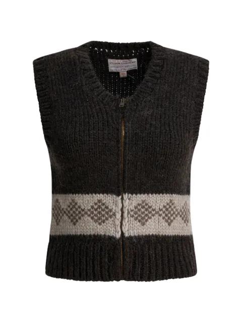 zip-up patterned-intarsia vest by FILSON