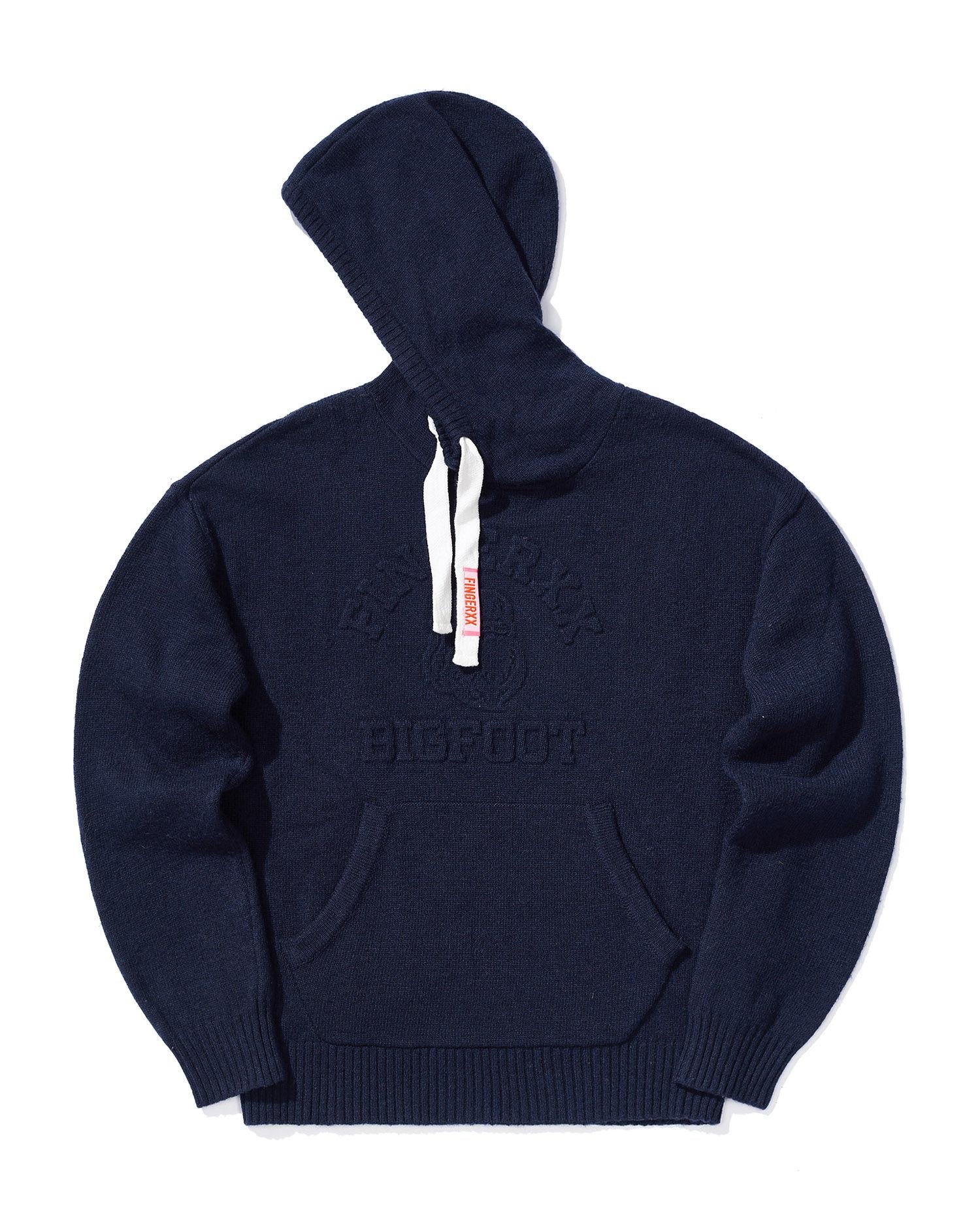 Big Foot embossed knitted hoodie by FINGERCROXX