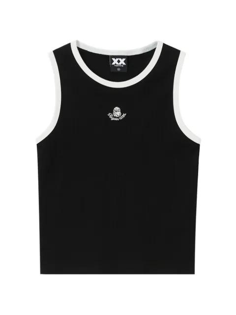 contrast-trim embroidered top by FINGERCROXX