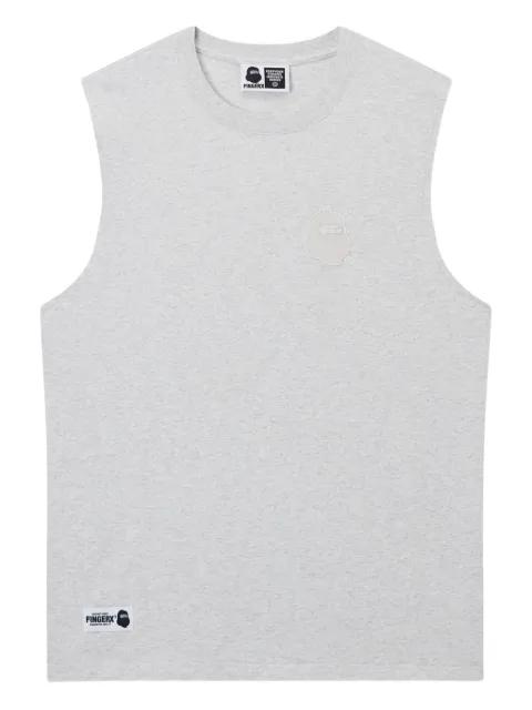 embroidered-logo cotton vest by FINGERCROXX