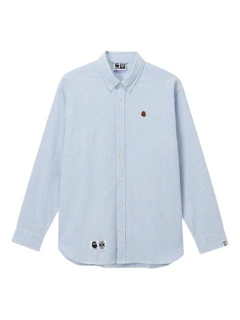 logo-patch striped shirt by FINGERCROXX