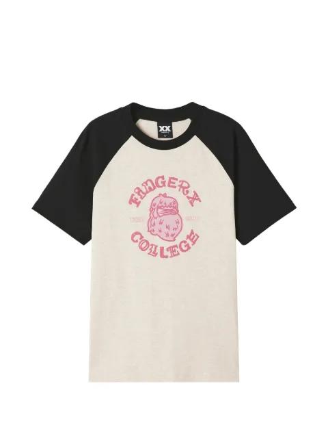 short sleeve logo-embroidered T-shirt by FINGERCROXX
