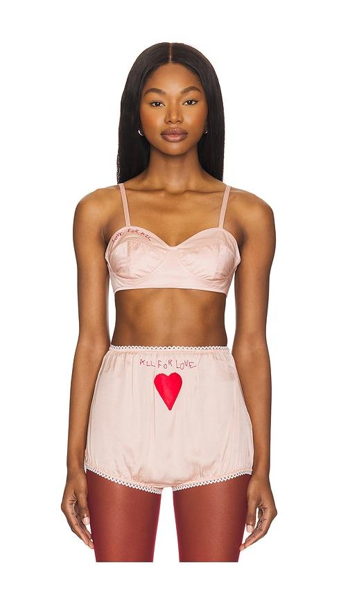 FIORUCCI Embroidered Satin Heart Bralette in Rose by FIORUCCI