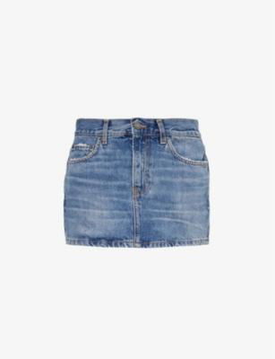 Five-pocket brand-patch denim mini skirt by FIORUCCI