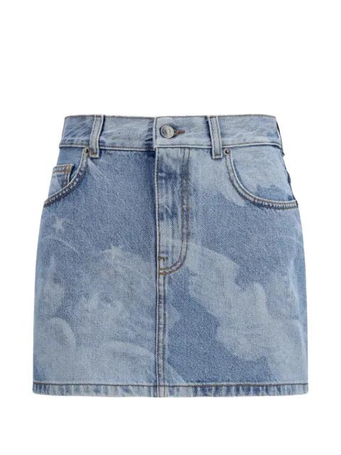angels-print denim skirt by FIORUCCI