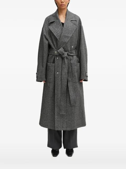 belted herringbone coat by FIORUCCI