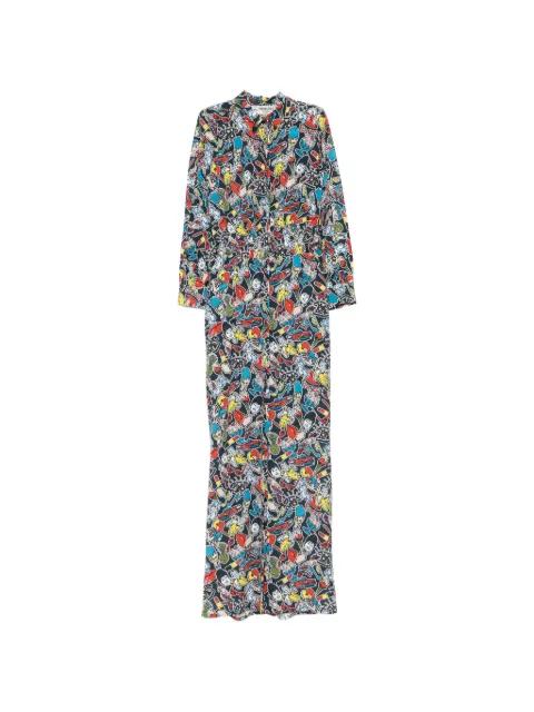 graphic-print long-sleeve maxi dress by FIORUCCI