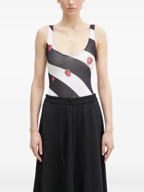 raspberry-print striped bodysuit by FIORUCCI