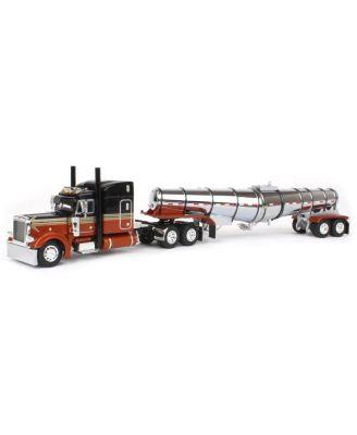 1/64 Burnt Orange Peterbilt w/ 63in Mid-Roof Sleeper & Polar Deep Drop Tanker by FIRST GEAR