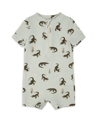 Boys' Short Sleeved Crocodile Print Knit Swim Romper - Baby by FIRSTS BY PETIT LEM