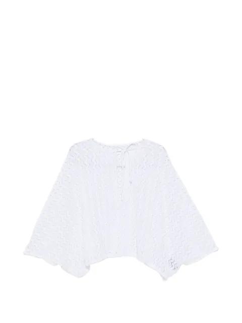 crochet-knit slit-sleeve top by FISICO