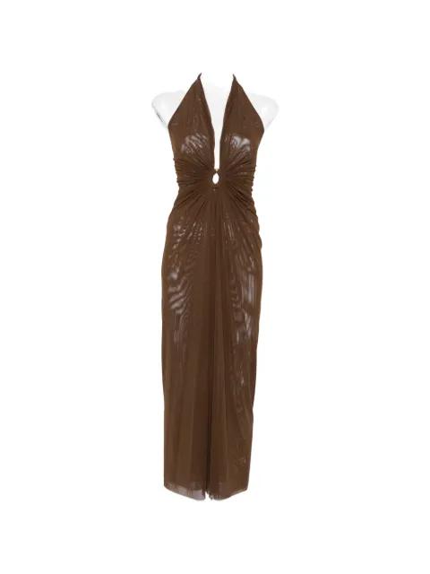 gathered halterneck maxi dress by FISICO