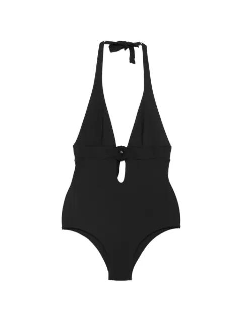 halterneck ring-detail swimsuit by FISICO