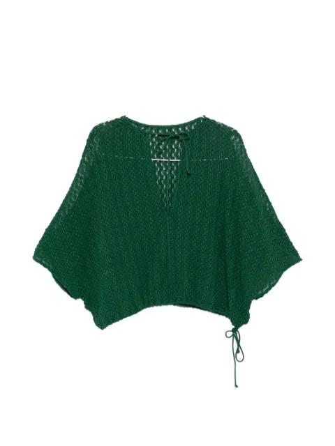 lace-knit slit-sleeve top by FISICO