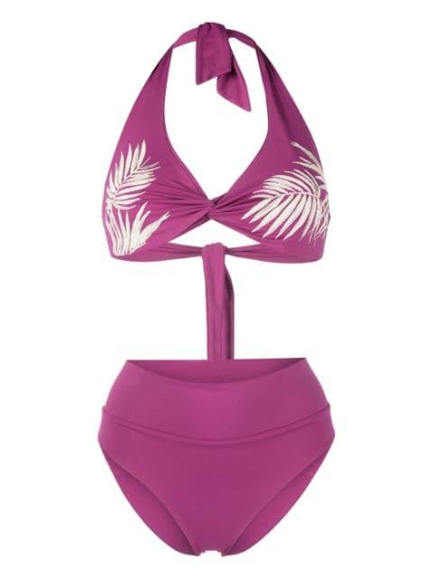 leaf-print high-waisted bikini by FISICO