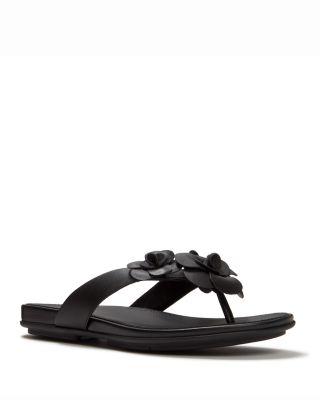 Women's Gracie Flower Leather Flip Flops by FITFLOP