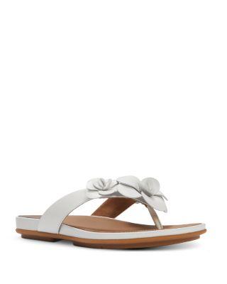 Women's Gracie Flower Leather Flip Flops by FITFLOP