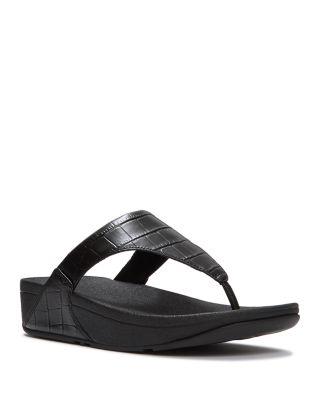 Women's Lulu Croc Embossed Leather Sandals by FITFLOP
