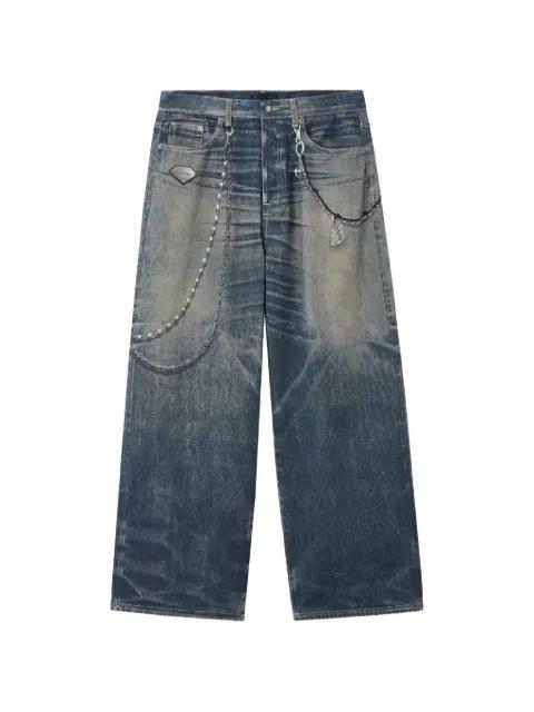 chained denim jeans by FIVE CM