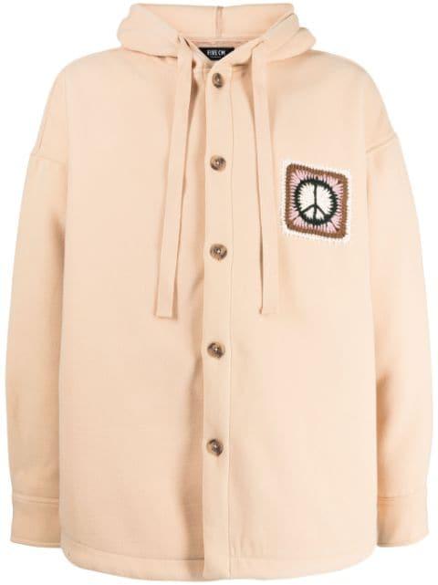 crochet-detail buttoned-up hoodie by FIVE CM