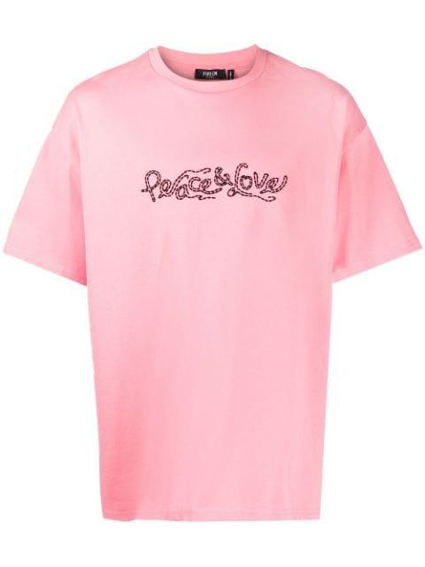 embroidered-slogan short-sleeve T-shirt by FIVE CM