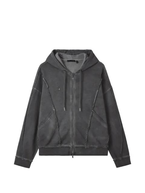 frayed zip hoodie by FIVE CM