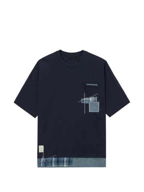 patchwork detail T-shirt by FIVE CM