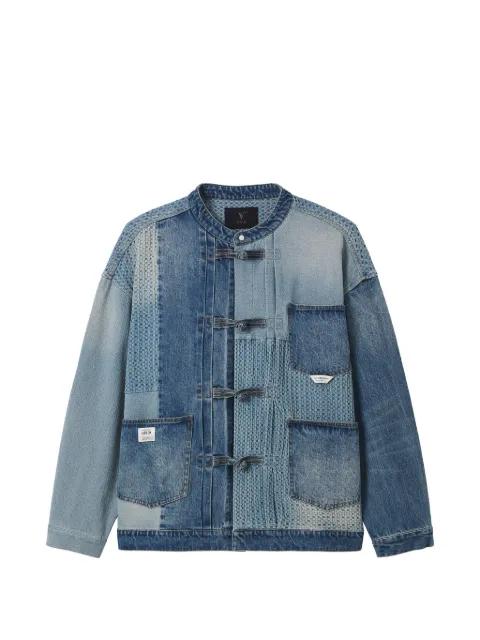 patchwork knot-fastening cotton jacket by FIVE CM