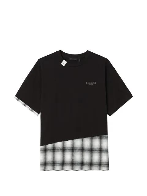 plaid-panel T-shirt by FIVE CM