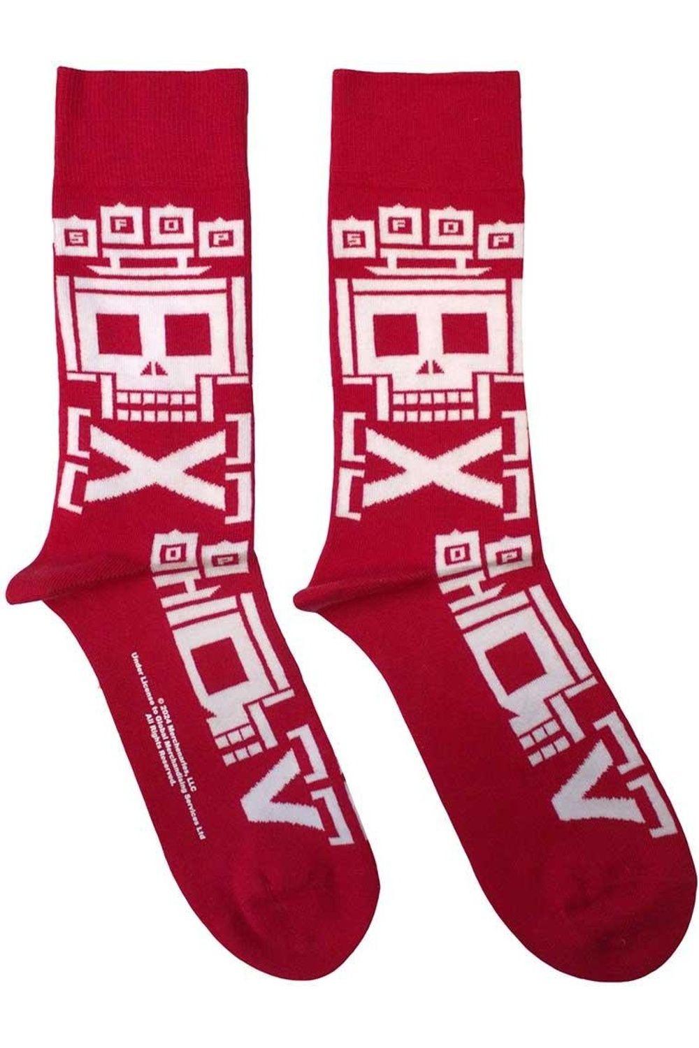 Pixelated Skull Repeat Socks by FIVE FINGER DEATH PUNCH