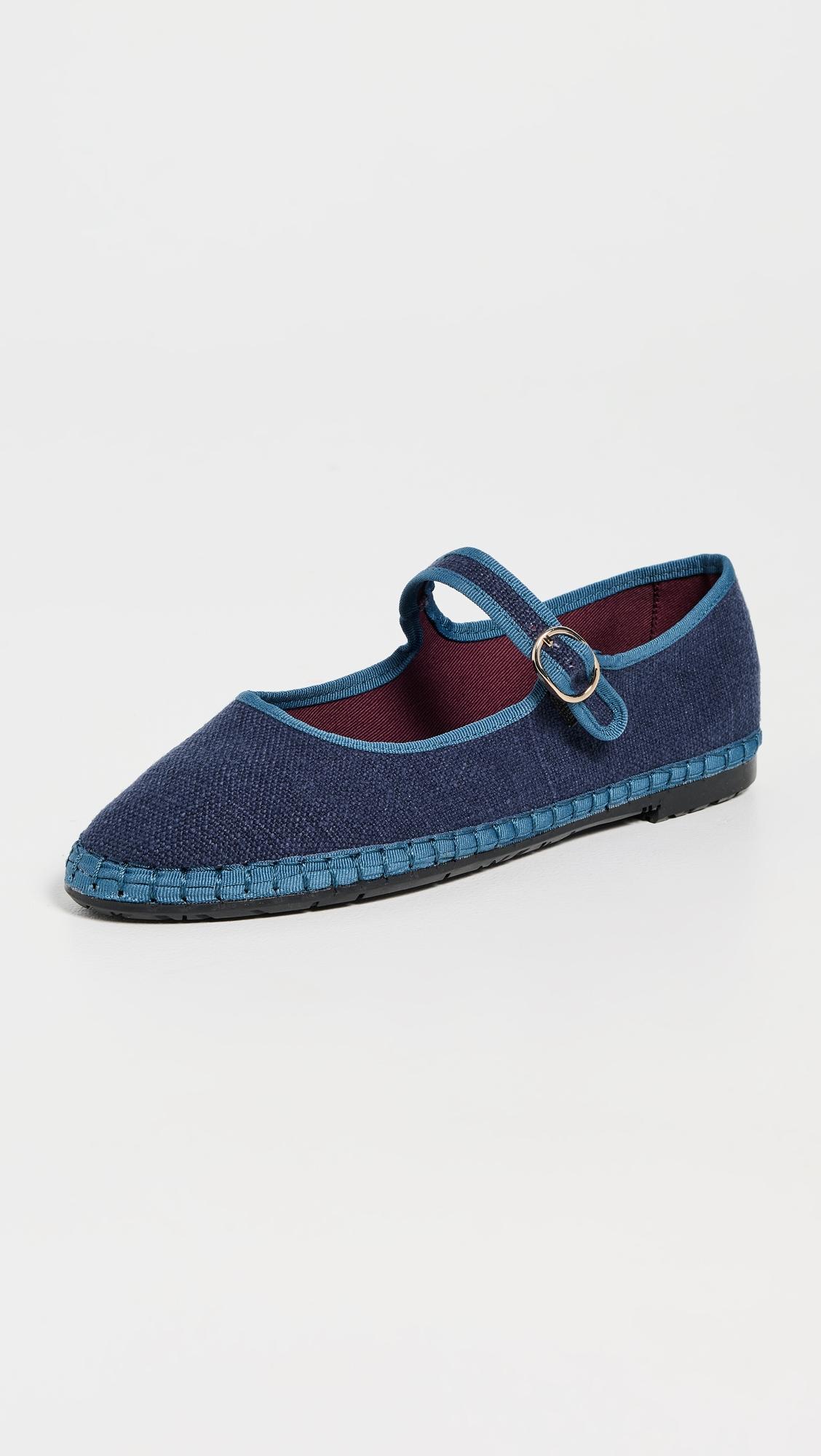 Arthur Linen Mary Jane Flats by FLABELUS