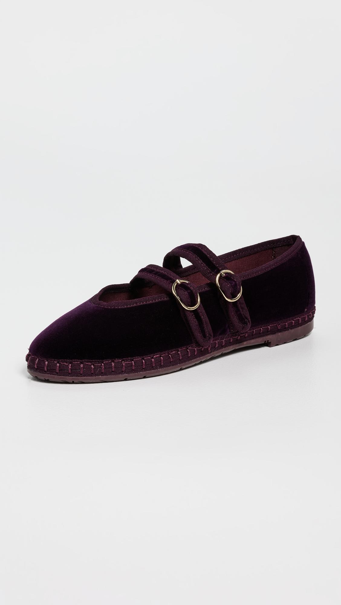 Claire Velvet Mary Jane Flats by FLABELUS