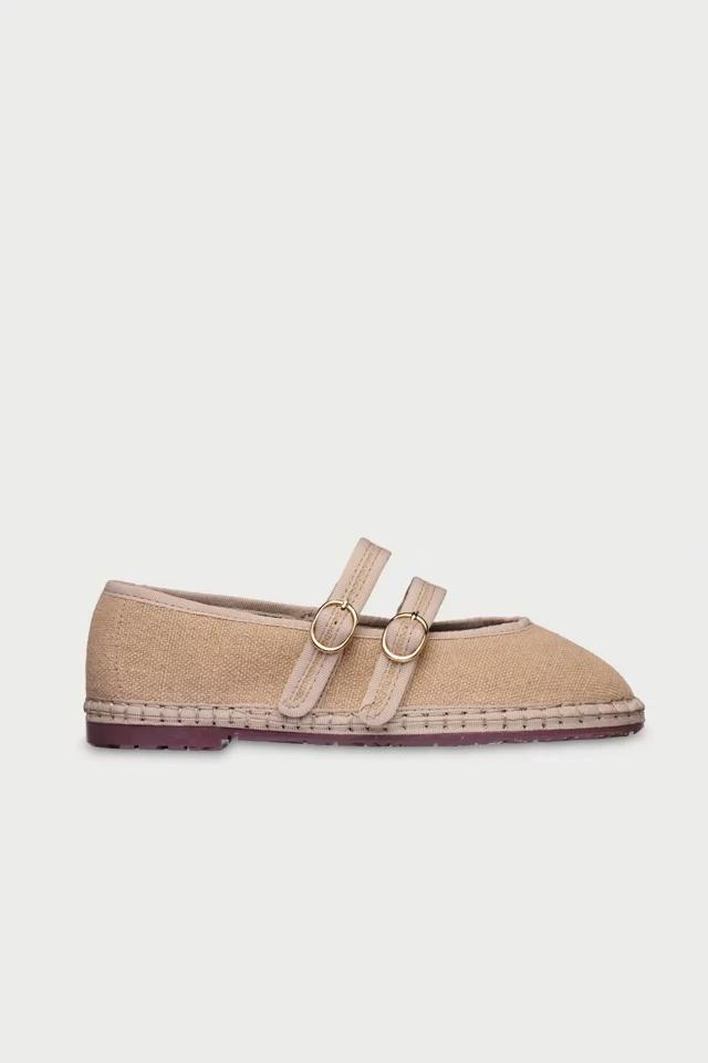 Flabelus Double Strap Linen Mary Jane Flat by FLABELUS