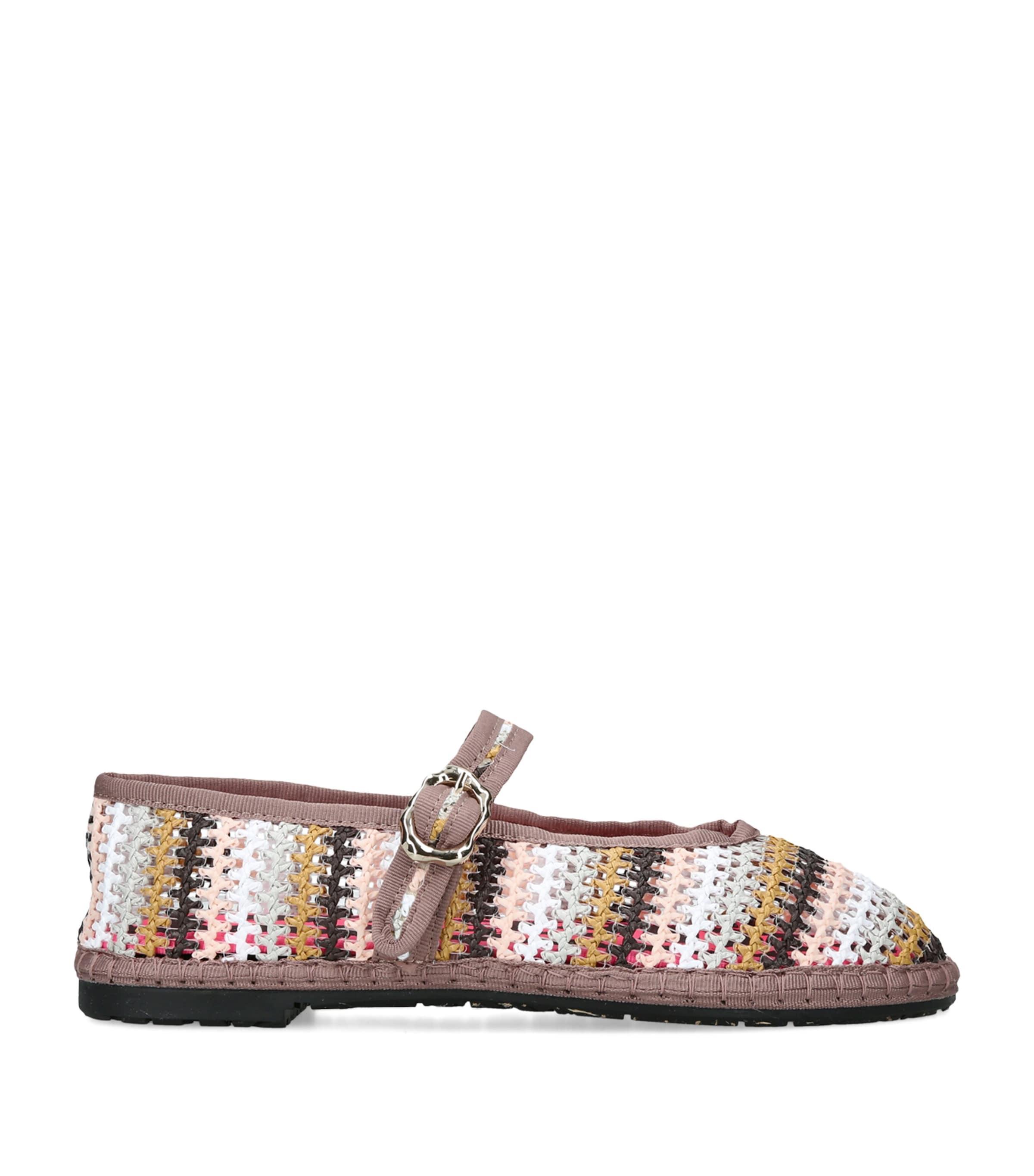 Flabelus Raffia Stripe Pierre Ballet Flats by FLABELUS