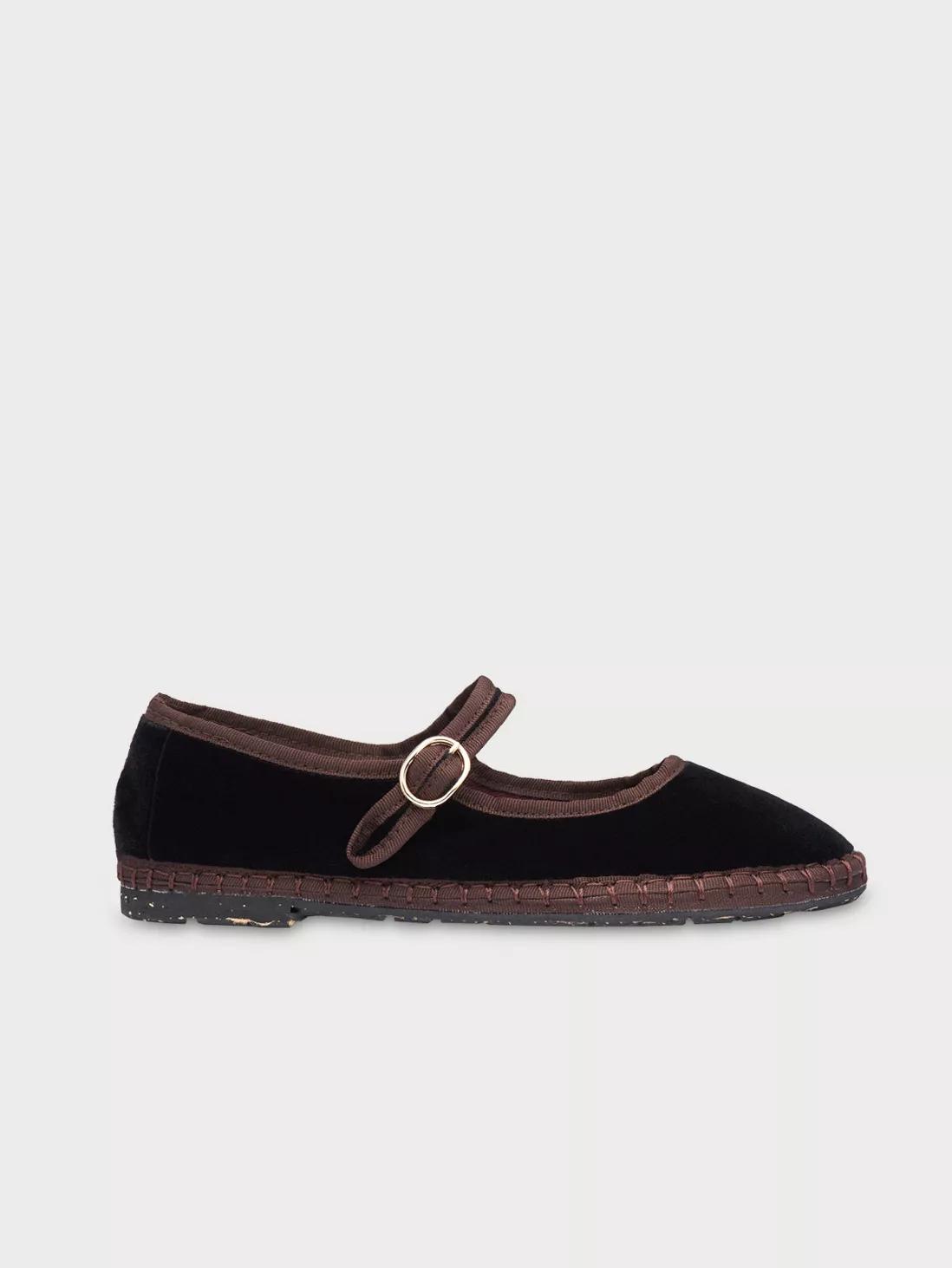 Flabelus Velvet Mary Jane Flat by FLABELUS